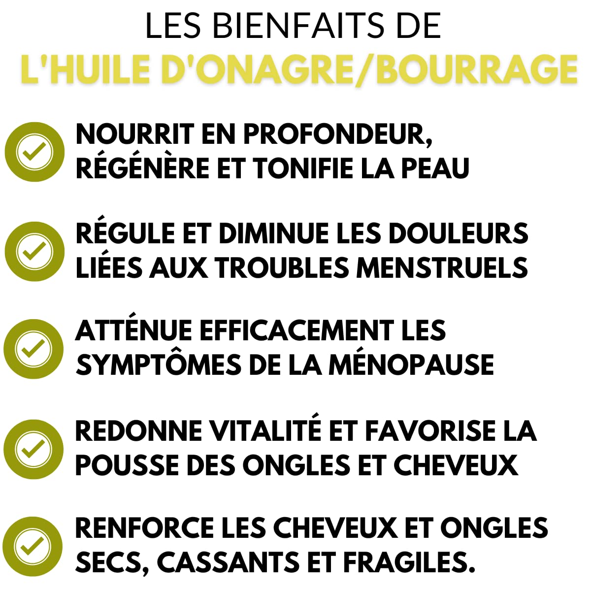 Huile d'onagre/bourrache bio - 60 capsules | Confort féminin | Beauté de la peau | Pressée à froid | Santé/immunité | Bio/Ecocert | Fabriquée en France | Nutrition pro