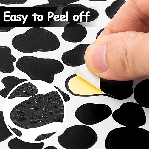 Miniatura 7 de 18 hojas de 540 calcomanías con estampado de vaca, calcomanía decorativa autoadhesiva con patrón de vaca, adhesivo negro impermeable para botella de