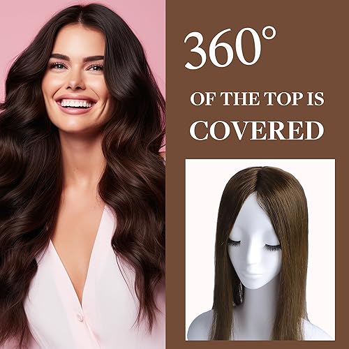 Miniatura 4 de GOO GOO Toppers de cabello humano para mujer, postizo para cabello fino, sin flequillo, 5 x 2.75 pulgadas, base superior mono de 2.75 pulgadas, clip