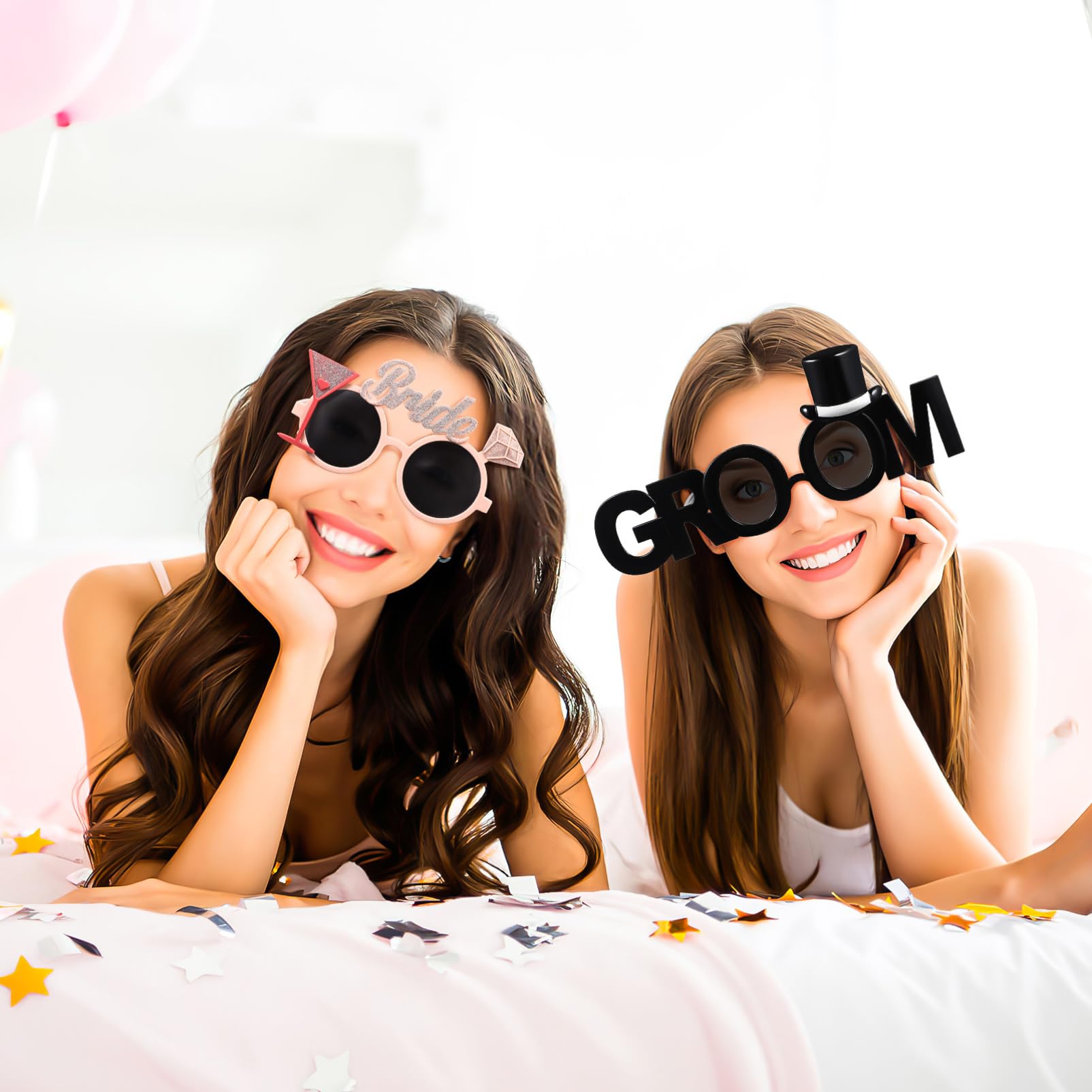 Zerodeko 5 Sätze Lustige Brillen Für Braut Und Bräutigam Hochzeits Junggesellenabschied Foto Requisiten Und Schwarz Robuste Kunststoffbrillen Für Unvergessliche 2 Stücke * 5