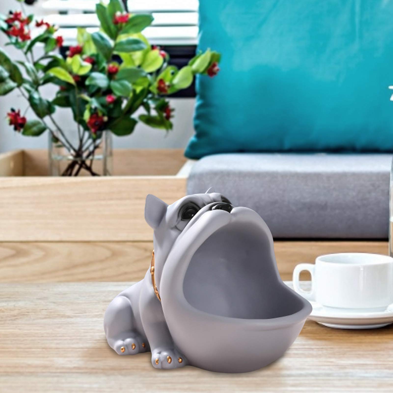 Statue De Chien à Grande Bouche En Résine - Sculpture Pour Clés - Boîte De Rangement Pour Bijoux, Sculptures De Chien - Décoration Adaptée Pour Tables, Chambres, études, Porche, Salon, Bleu A