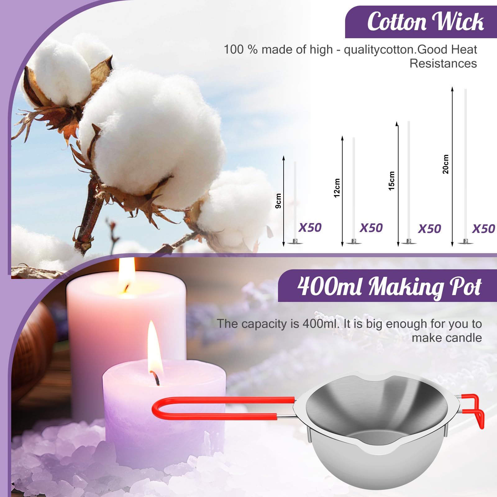 Kit Fai Da Te Candele IGUGI - Con Cera D'Api, Stoppini, Stampi In Silicone, Oli Essenziali E Barattoli