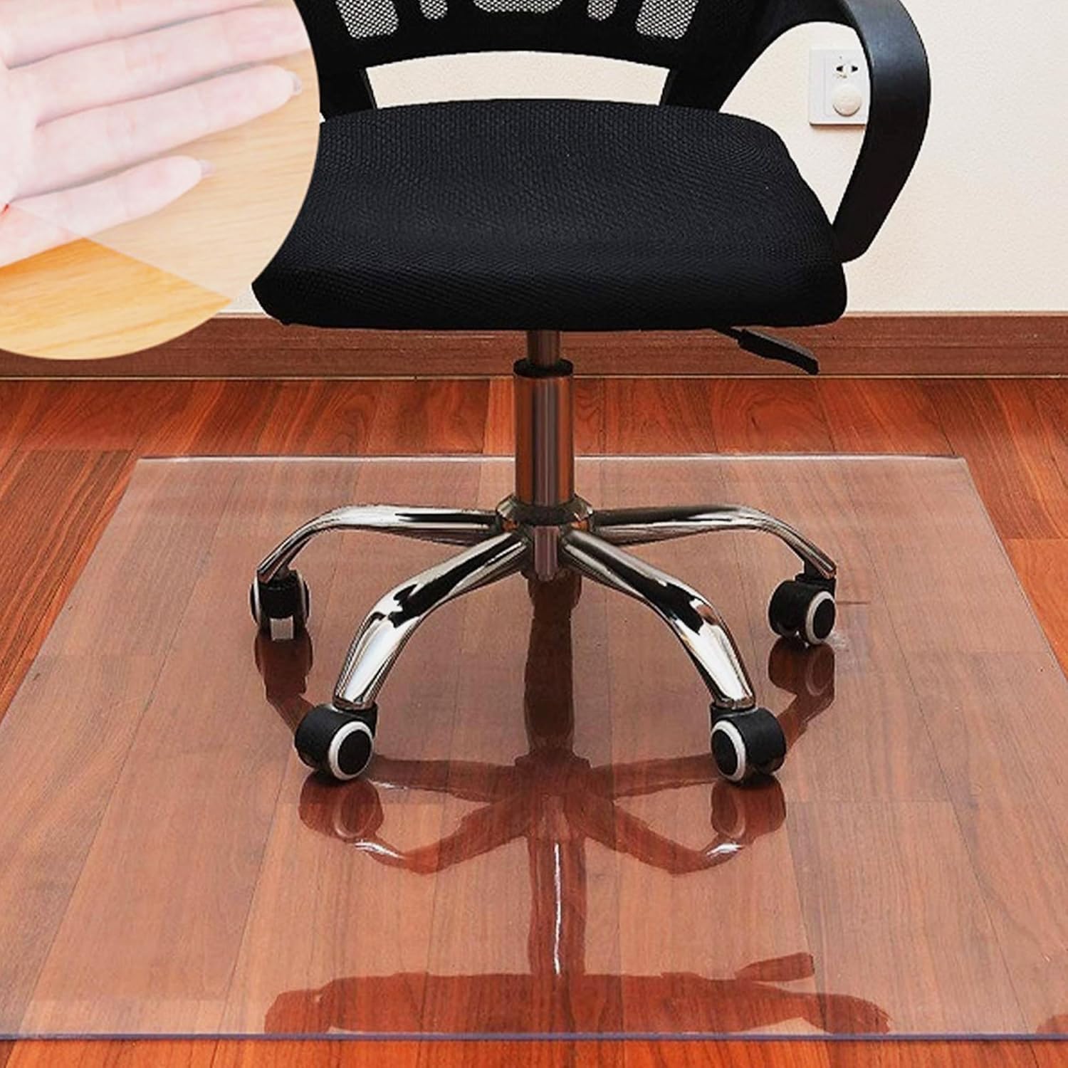 Alfombrilla para silla para suelos duros PVC 1,5 mm, transparente y antideslizante, base para silla de oficina antideslizante, alfombrilla protectora para suelos duros (110x160cm(43.31x62.99in))