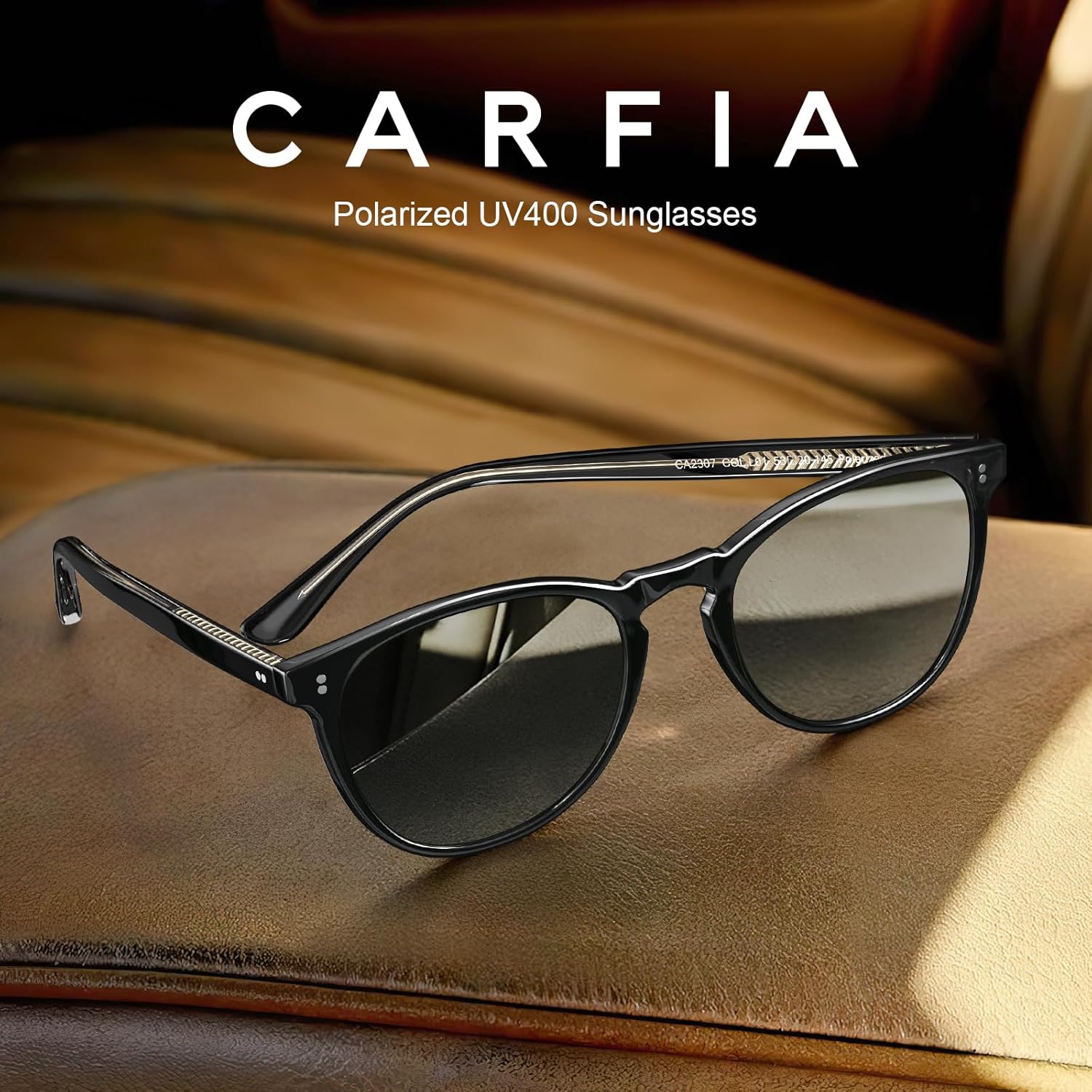 CARFIA Acetate Polarized Sunglasses for Men Trendy Retro Sun Glasses CA2307 - Image 3