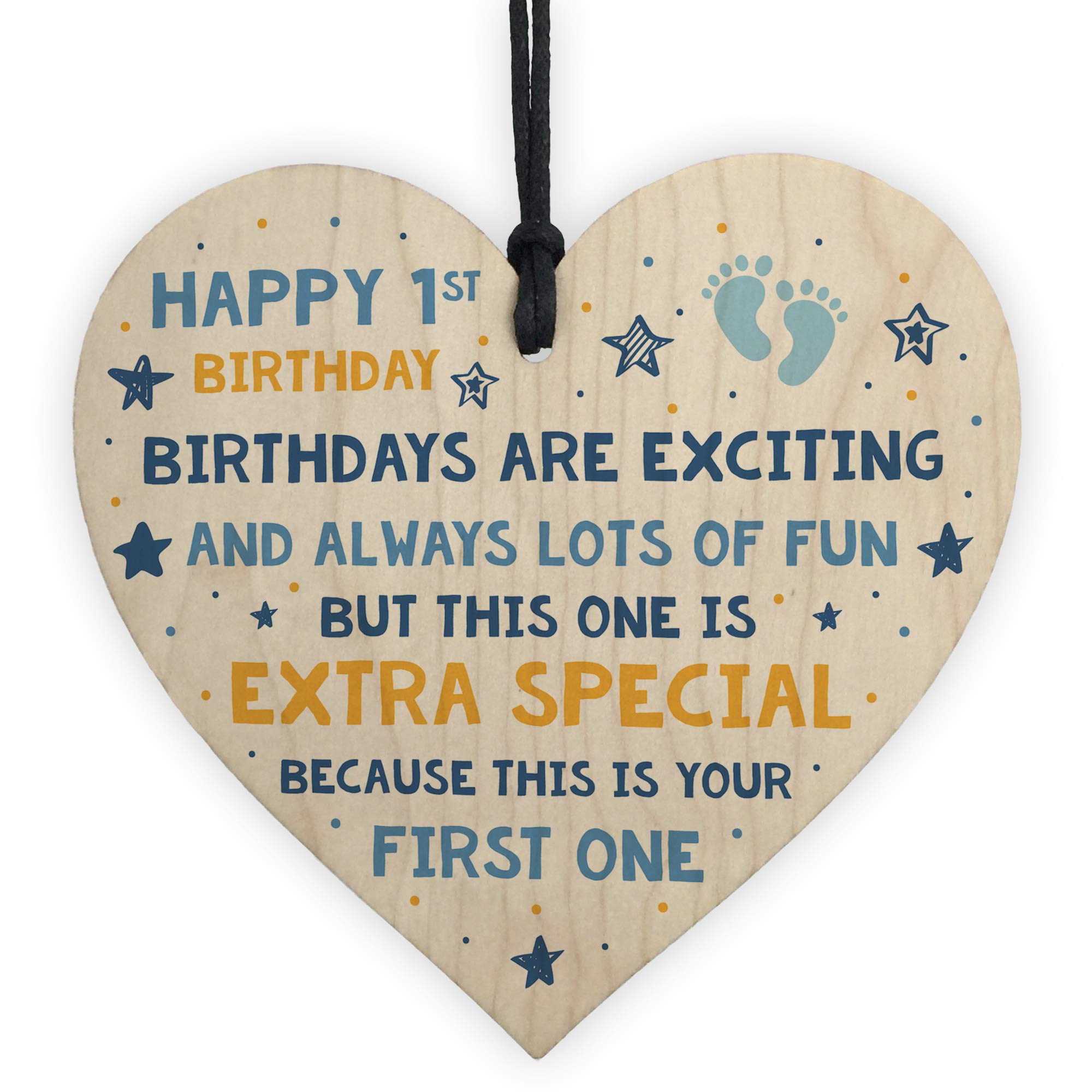 Red Ocean Multicolor 1St Birthday Gift For Daughter Son Babys First Birthday Gift Wooden Heart Keepsake