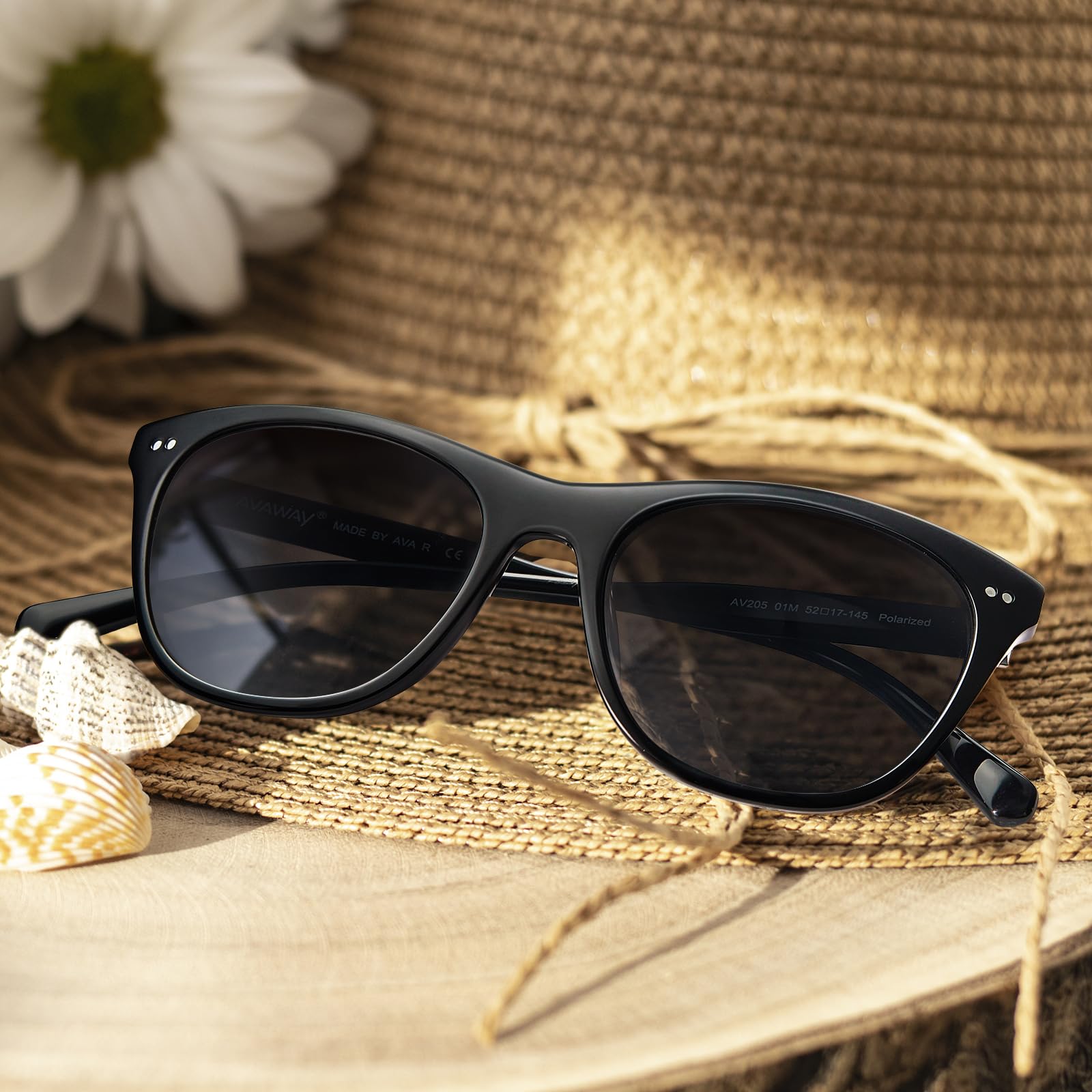 AVAWAY Gafas de sol de cara pequeña para mujeres con protección de rayos de ultravio polarizado retro gafas para damas para fotografía wandern viajando AV205