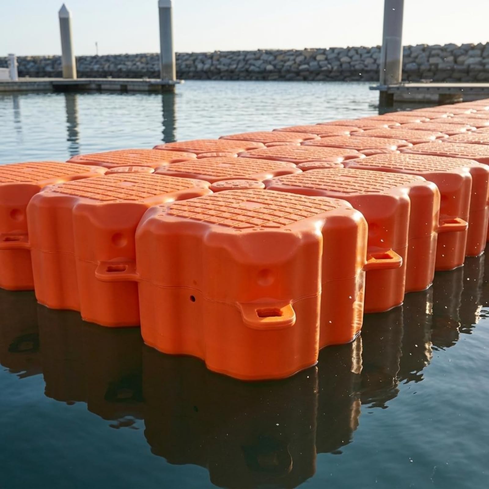 Molo Galleggiante Modulo Galleggiante Cubo Piattaforma Pontile in HDPE Struttura Modulabile con Attacchi Integrati Superficie Antiscivolo Durata