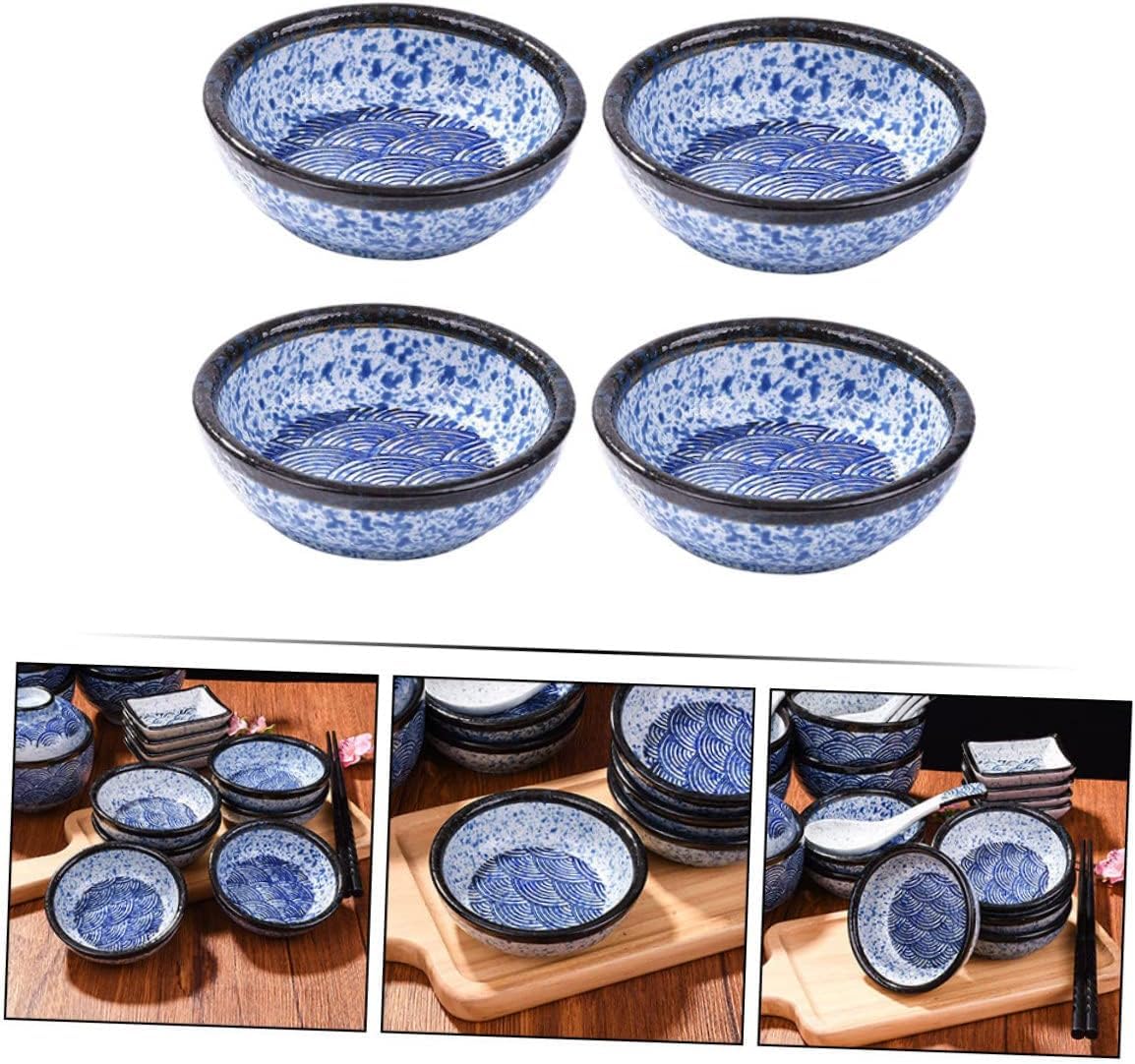 Keramik-Dipschüsseln, 12 Stück, japanische Keramik-Sojasaucenschüssel, japanische Teller, blauer Anzug, blaue Teller, Sushi-Gericht, Ketchup-Schalen, Sojasaucen-Schalen, Keramikgericht, Gewürzteller,