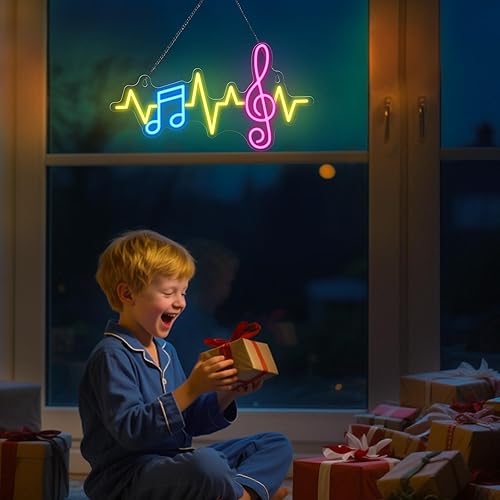 Miniatura 7 de Letrero de neón de notas musicales, letrero de pared LED regulable de neón alimentado por USB, decoración musical para dormitorio, sala de estar,