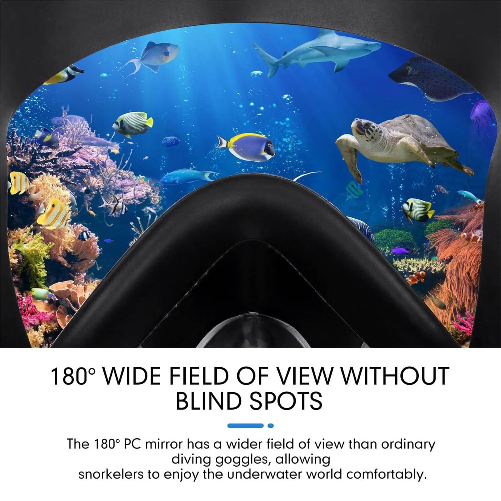 Kit de de Buceo Máscara de Snorkel de Cara Completa con Amplio Campo de visión, antivaho y prevención de Fugas, respiración Segura Buceo(Black,L/XL)