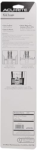 Miniatura 3 de AcuRite 00850A2 Pluviómetro con Lupa Fácil de Leer Capacidad de 5pulgadas Azul