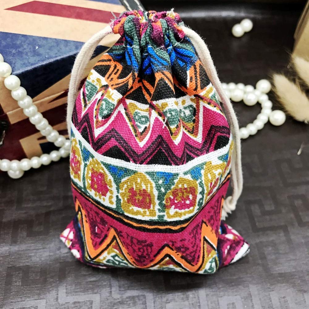 50 Stück Ethnische Art Jutesäckchen Jutebeutel mit Tunnelzug Schmuckbeutel Geschenksäckchen Wiederverwendbare Schmuck Säckchen für Schmuck Hochzeit Party Feiern Weihnachten DIY Handwerk