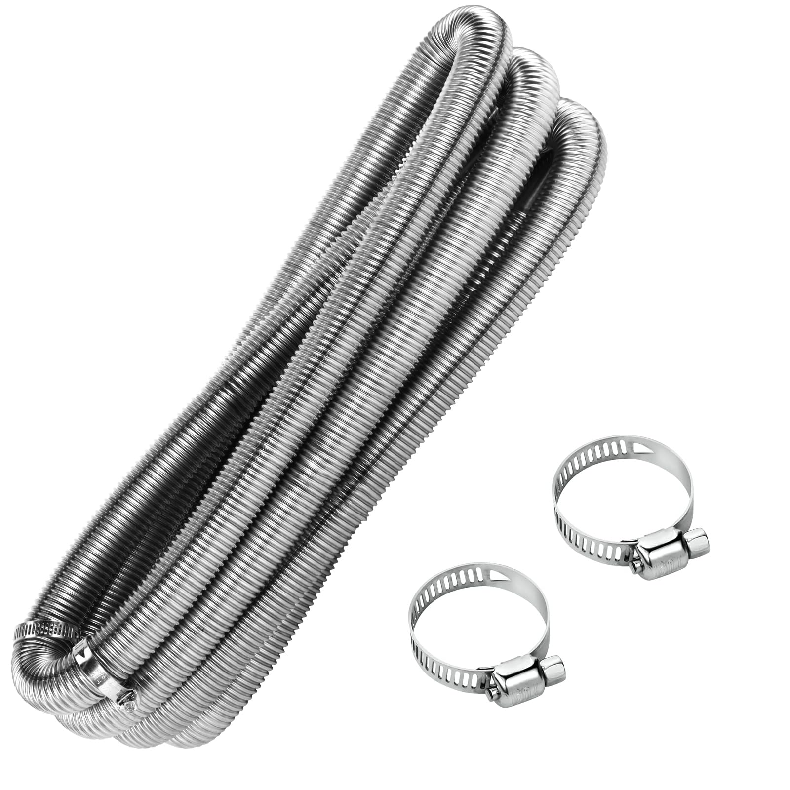 300cm Parking Heater Exhaust Pipe, Diesel Heater Exhaust Pipe, Stainless Steel Exhaust Pipe with 2 Hose Clips, Air Heater Exhaust Pipe, Flexible Tail Pipe Diesel Gas Vent Gas Exhaust Hose (300cm)