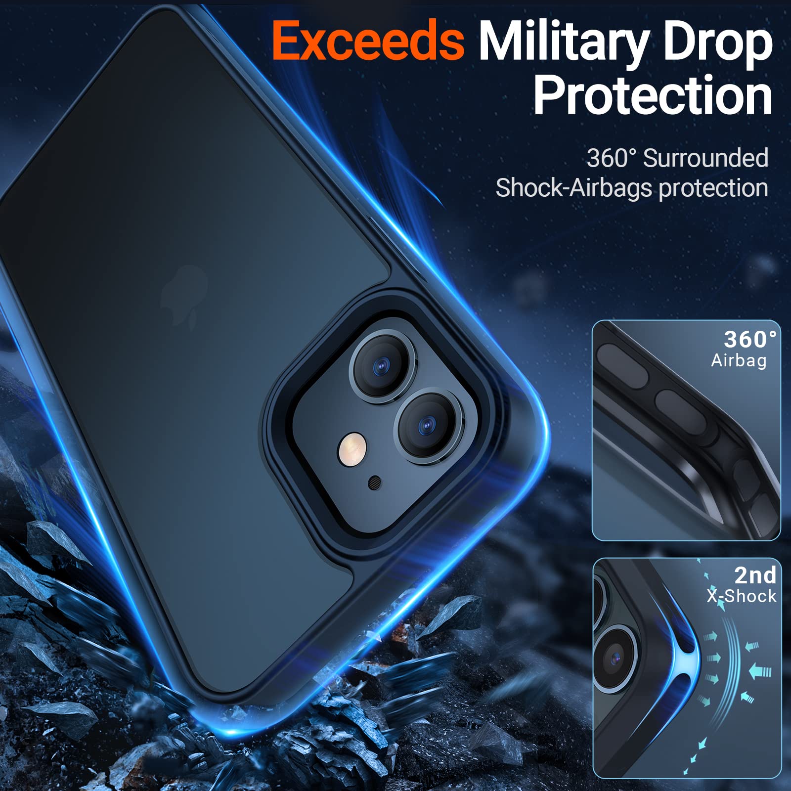 iPhone - iPhone 12 pro シルバー 128 GB  TORRASカバー付 Amazon.com: TORRAS Shockproof for iPhone 12 Case/for iPhone 12 Pro