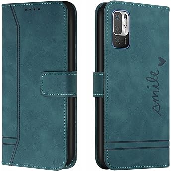 Mobile Phone Case for Xiaomi Redmi Note 10 5G Case Foldable Flip Case with Card Slot Mobile Phone Protective Case Leather Wallet Flip Case Slim Book Cover - Blue Green