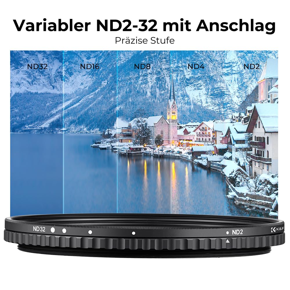 Ayex Variabler ND-Filter 67mm ND2-ND1000 - Graufilter Für Langzeitbelichtungen, Wasserabweisend & Kratzfest
