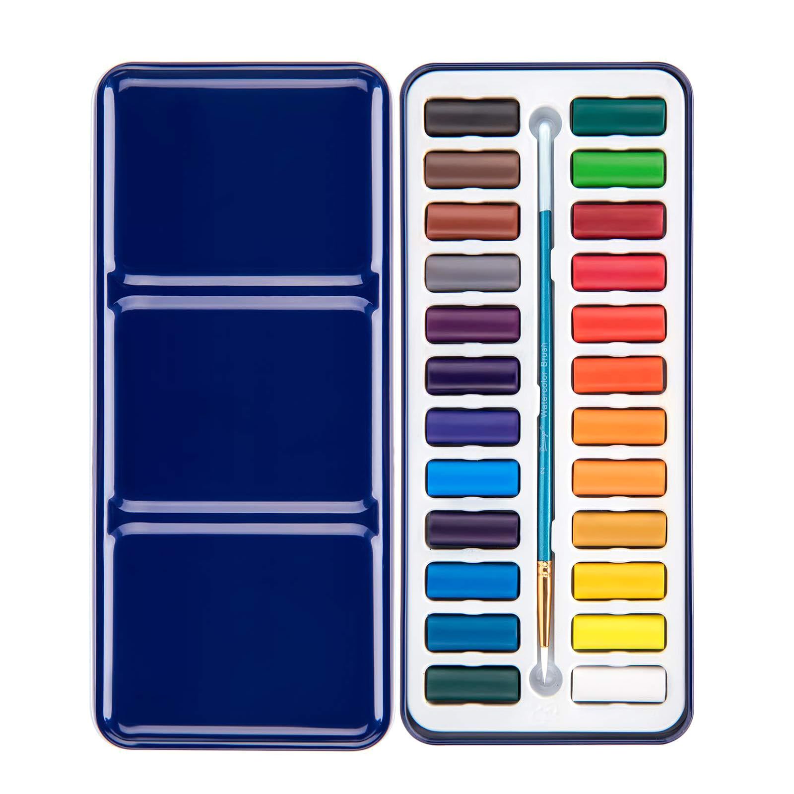 Professional Watercolor Paint with Paintbrush 12/18/24 Colors Watercolor Paints Solid Watercolor Set for Painting Students Interested in Watercolor
