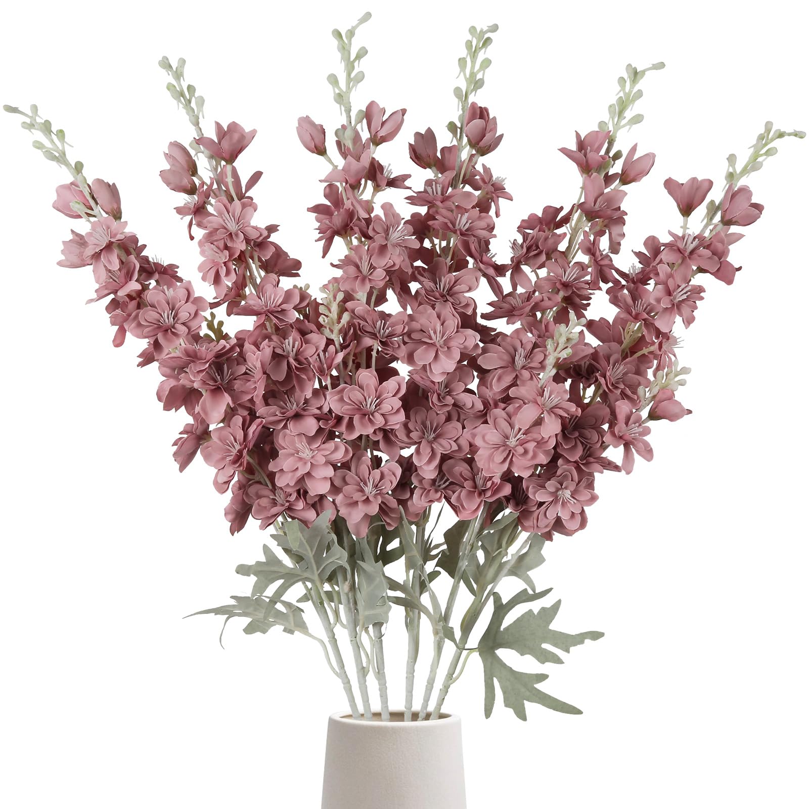 IPOPU Delphinium Artificial Flowers 33.5 in Fake Silk Flowers 6 PCS Larkspur Flowers Long Stem Artificial Flowers for Tall Vase for Home Wedding Party