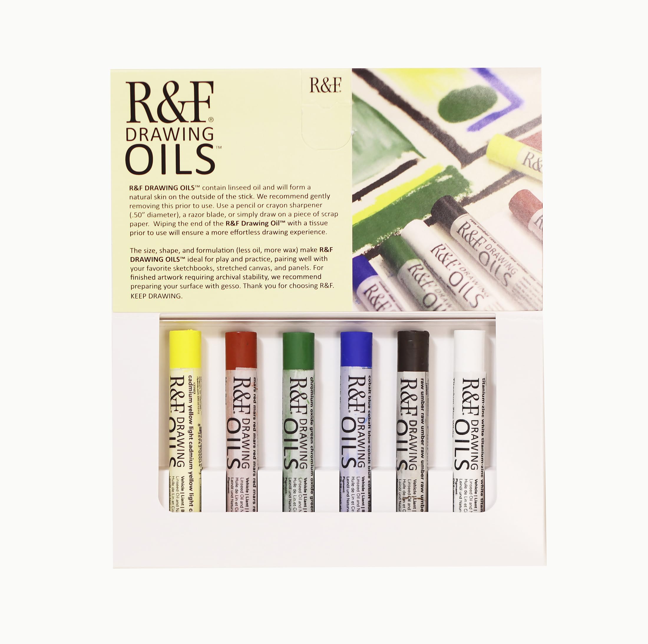 Amazon.com : R&F Drawing Oils, Introductory Color Set, 6 12