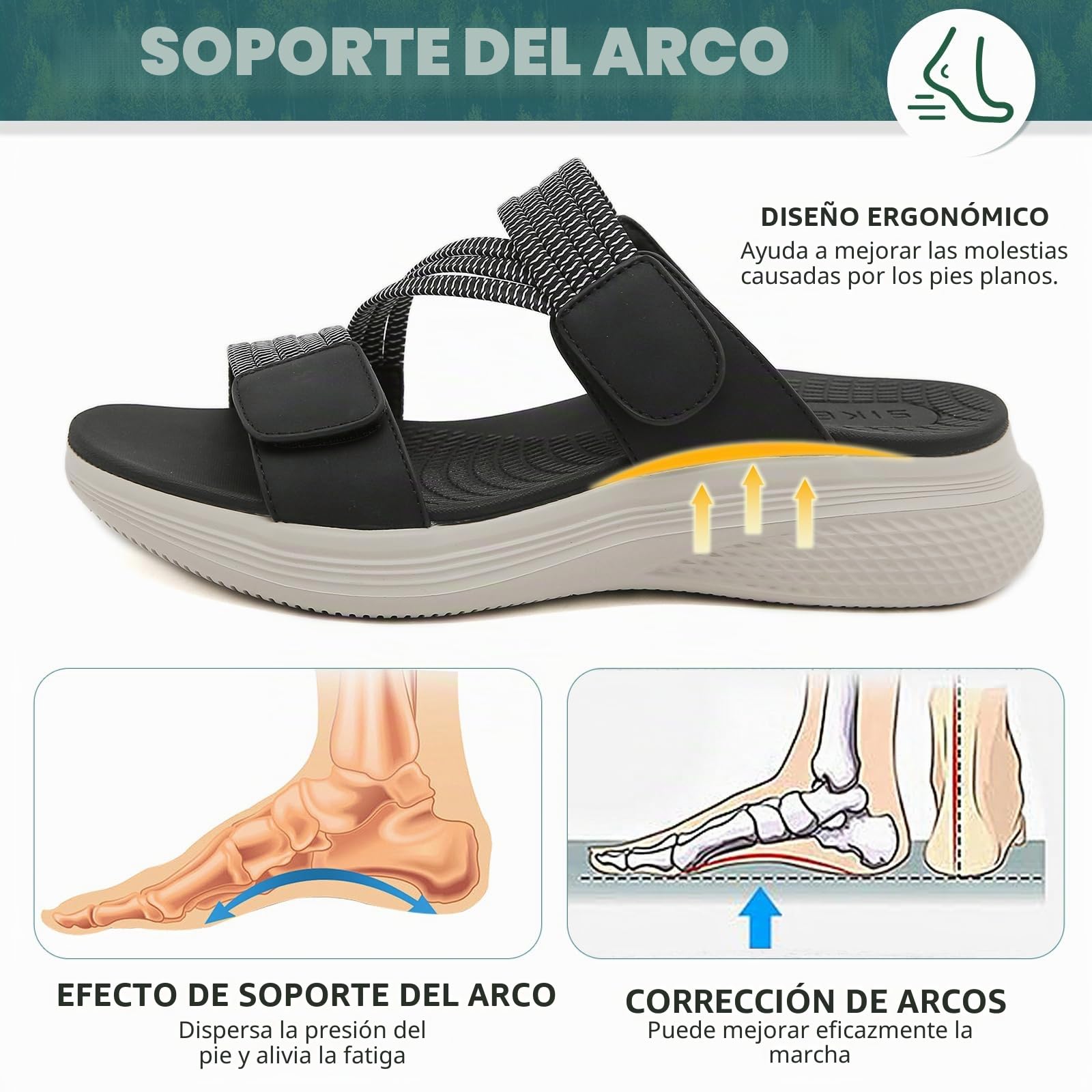Sandalias Deportivas Mujer Verano Comodas Caminar Antideslizantes Ligera Ajustables Zapatillas Negro 42
