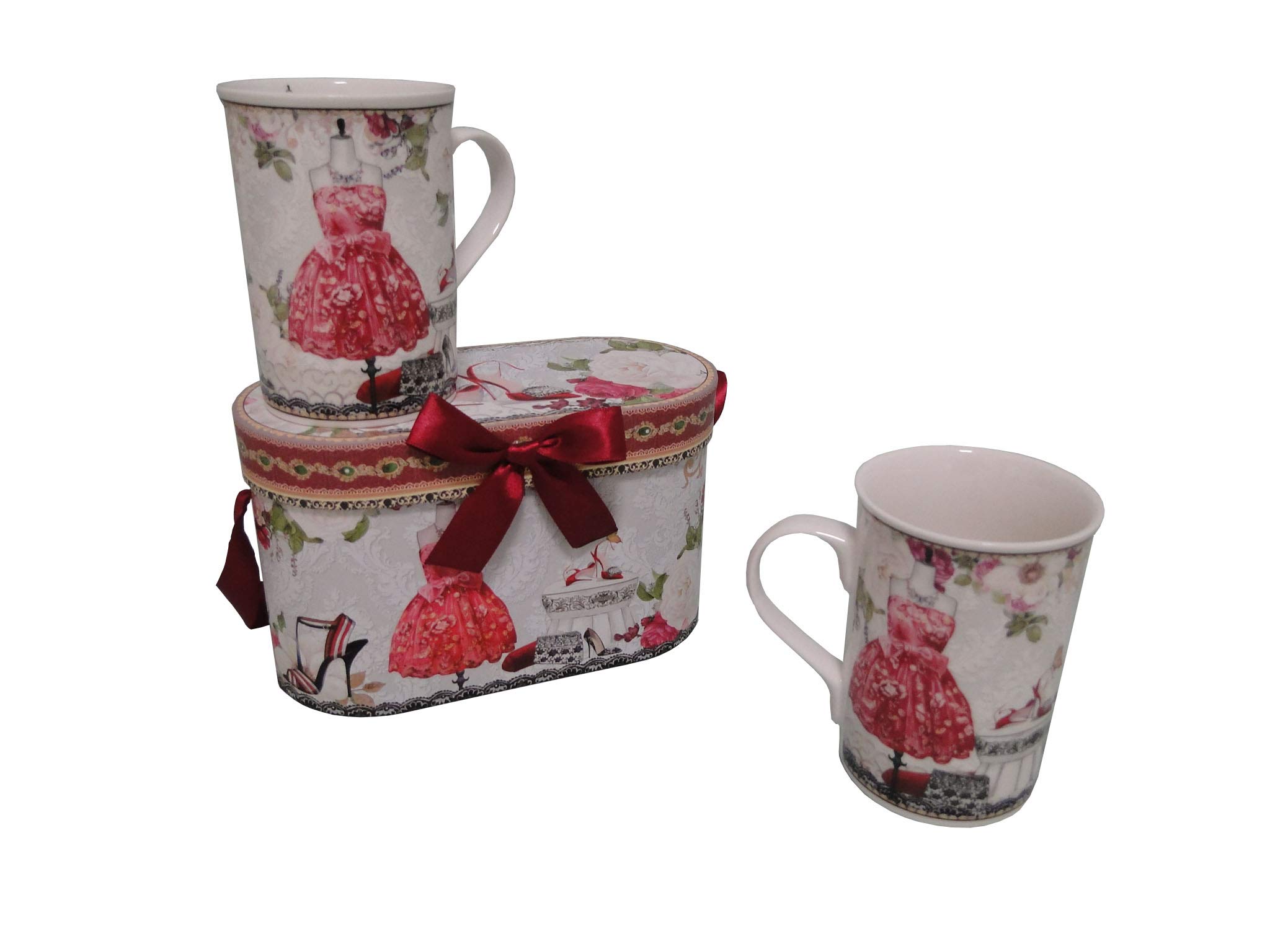 Coffret 2 Mugs Antic Line en porcelaine décor Mannequin taille unique