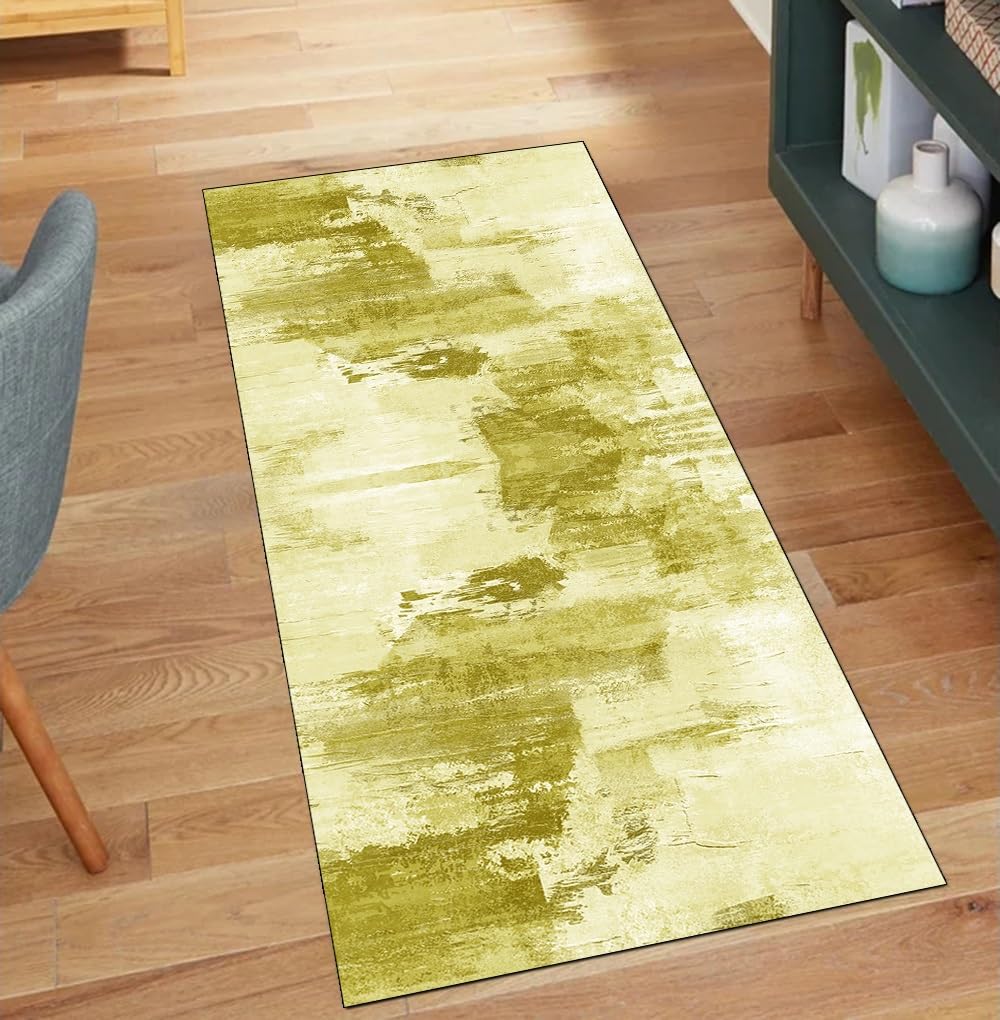 Alfombra pasillo larga amarilla lavable de 40x500 cm para cocina