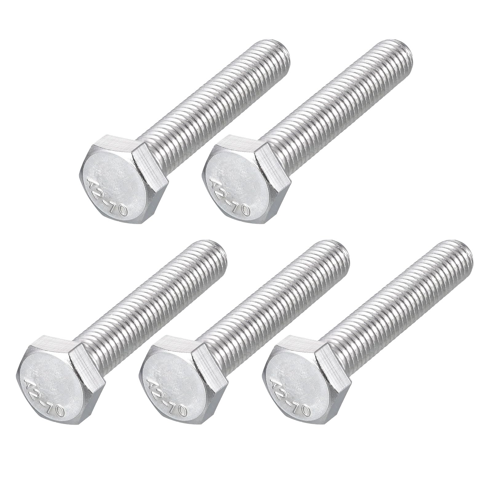 METALLIXITY Hex Bolts (M8-1.25x45mm) 5Pcs, 304 Stainless Steel Coarse Fully Threaded Hex Head Screw Bolt Machine Screws - for Furniture Repair, Silver
