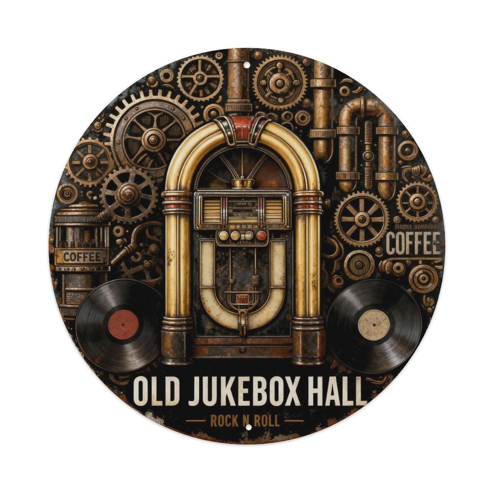 OLD JUKEBOX HALL Metal Tin Sign Plaque
