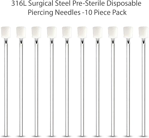 Miniatura 4 de Agujas esterilizadas Bodyj4you Piercing, 10 agujas de acero inoxidable, PN12G-10, 1