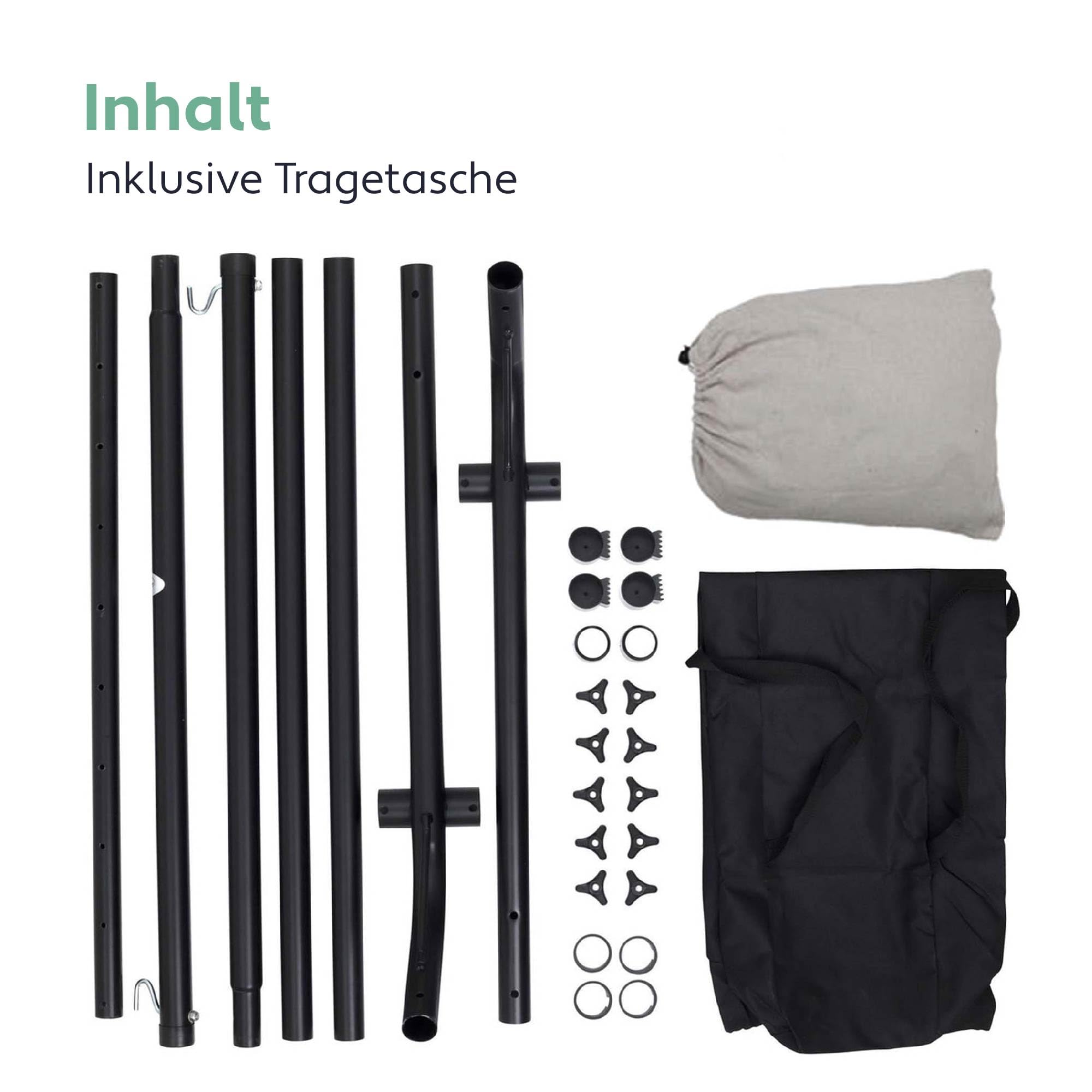 Vita5 Hängematte mit Gestell – Extra Große Hängematte aus 80% Baumwolle & 20% Polyester für Garten, Balkon, Terrasse und Camping – inkl. Tragetasche