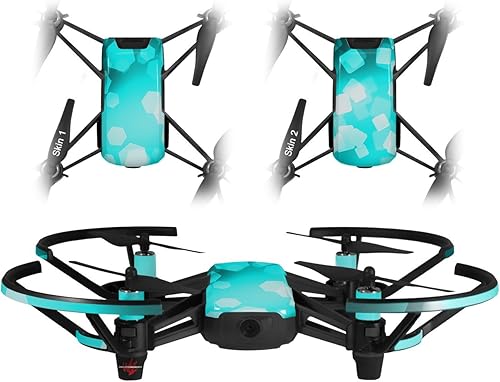 Skin Wrap 2Pack para DJI Ryze Tello Drone Bokeh hexagonal neón verde azulado Drone No Incluidas