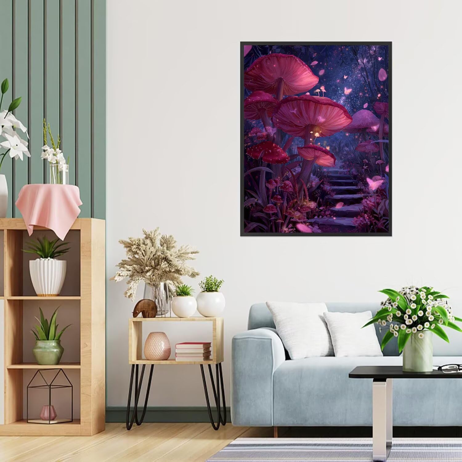 Dipingere con i Numeri Adulti funghi, rosa Dipingere con i Numeri Bambini DIY Kit, Set Premium con Pennelli, Decorazione Casa & Creativo Regalo di Compleanno, Attività di Tempo libero 70x95cm z-305