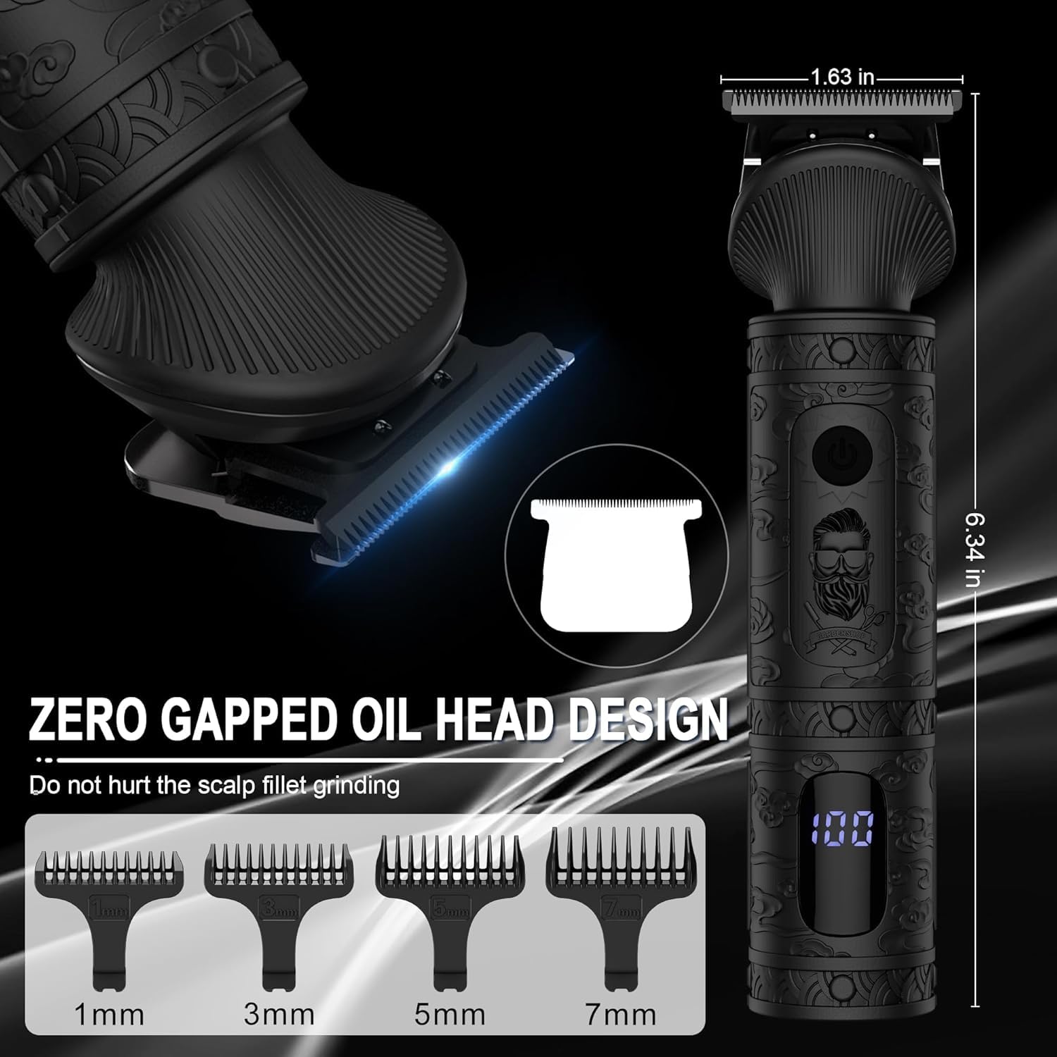 Surker Regolabarba uomo Rasoio Elettrico Barba Capelli Corpo Macchinetta per Barba Beard Trimmer Clipper Kit T-Blade Rasoio per Capelli 7 in 1，Nero
