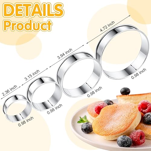 Miniatura 2 de Boao 16 anillos de magdalenas inglesas antiadherentes de doble enrollado, cortador de galletas, cortadores de galletas de doble rollo, moldes
