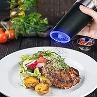 Vista 2 de Juego de molinillo eléctrico de sal y pimienta, sensor de gravedad, molinillo de pimienta automático, operación con una mano, funciona