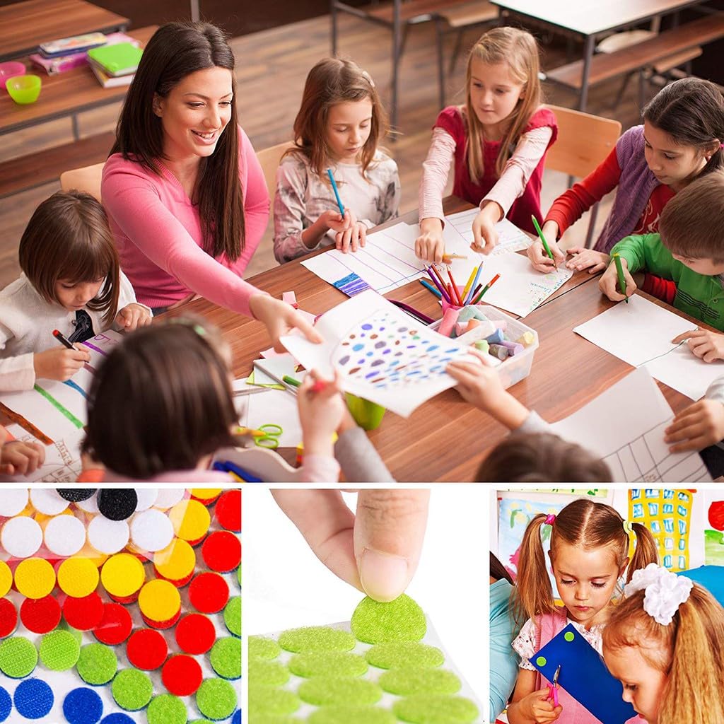 600-Pack Self-Adhesive Hook & Loop Dots – 3/4 Inch Diameter, Waterproof Sticky Coins For Classroom, Office & Home