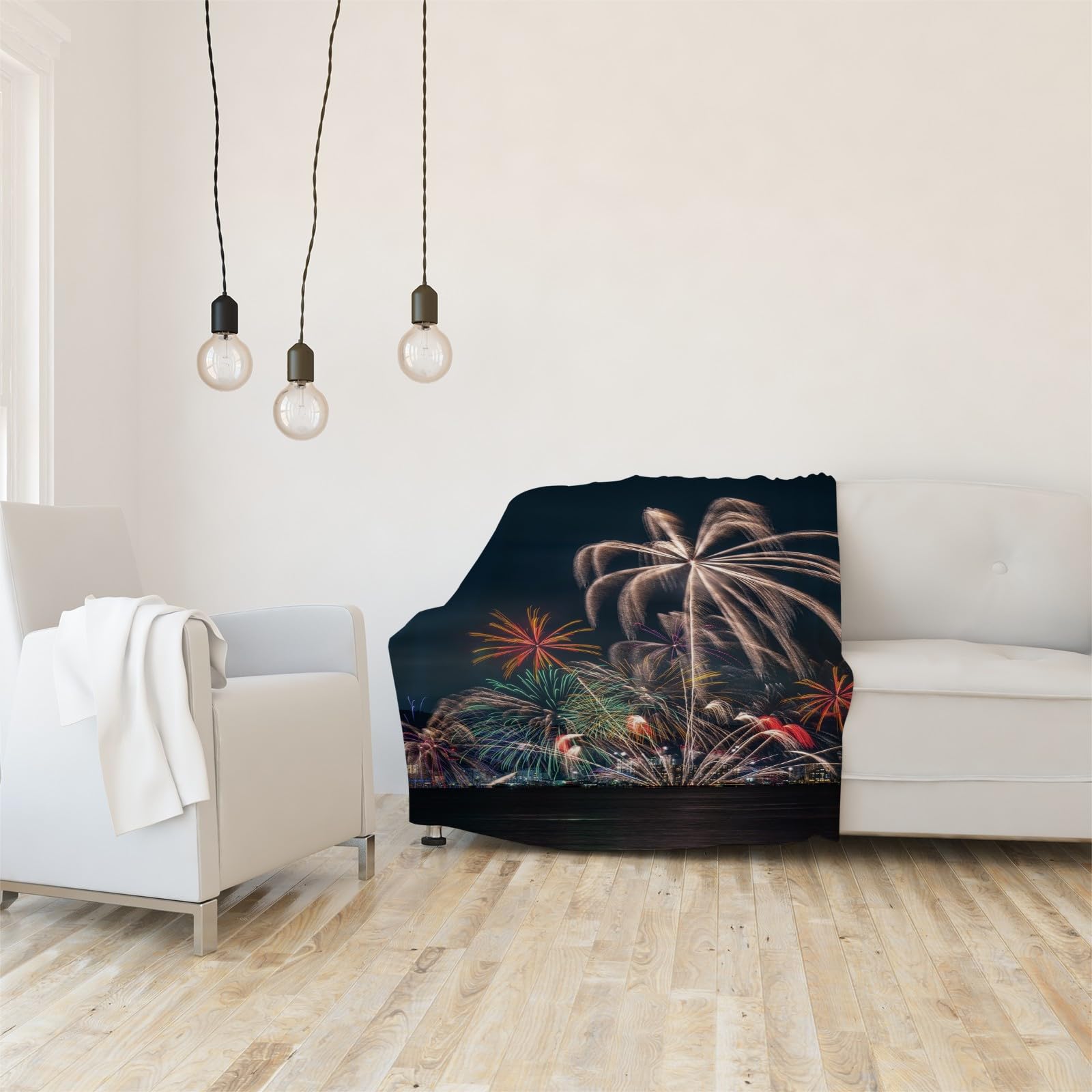 Koc z fajerwerkami Koce morskie Koc na łóżko pojedyncze Ciepły miękki koc na sofę flanelowy 180 x 200 cm na wszystkie pory roku