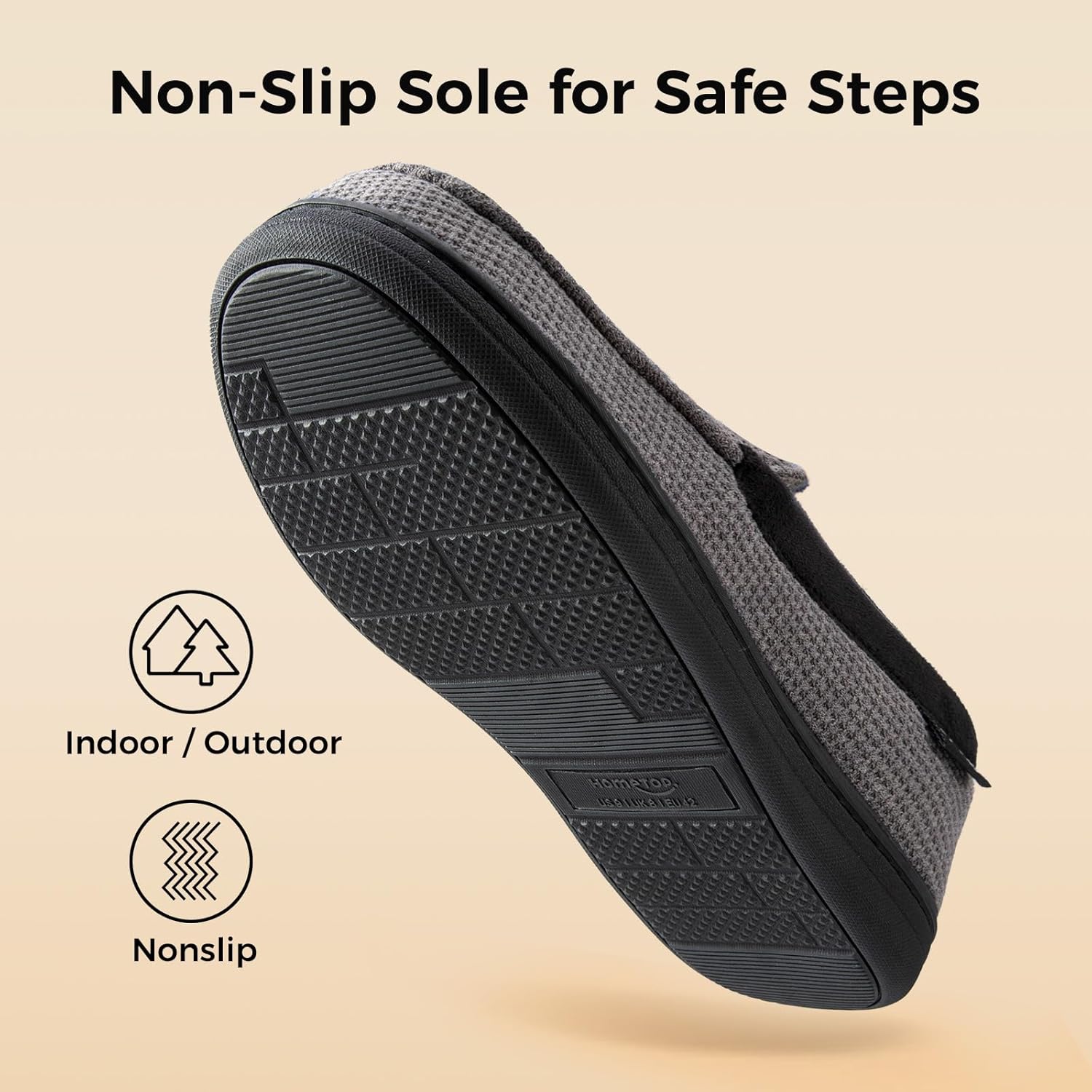 HomeTop Men's Comfort Memory Foam Moccasin Slippers, Breathable Cotton Knit Terry Cloth House Shoes for Indoor Outdoor - Image 5