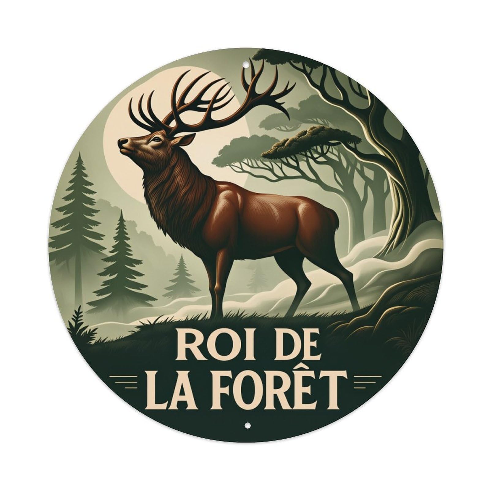 Deer Forest Moon Trees Night Metal Tin Sign Vintage Garden Bedroom Cafe Bar Man Cave Home Wall Decor Metal Poster 8x8 inches