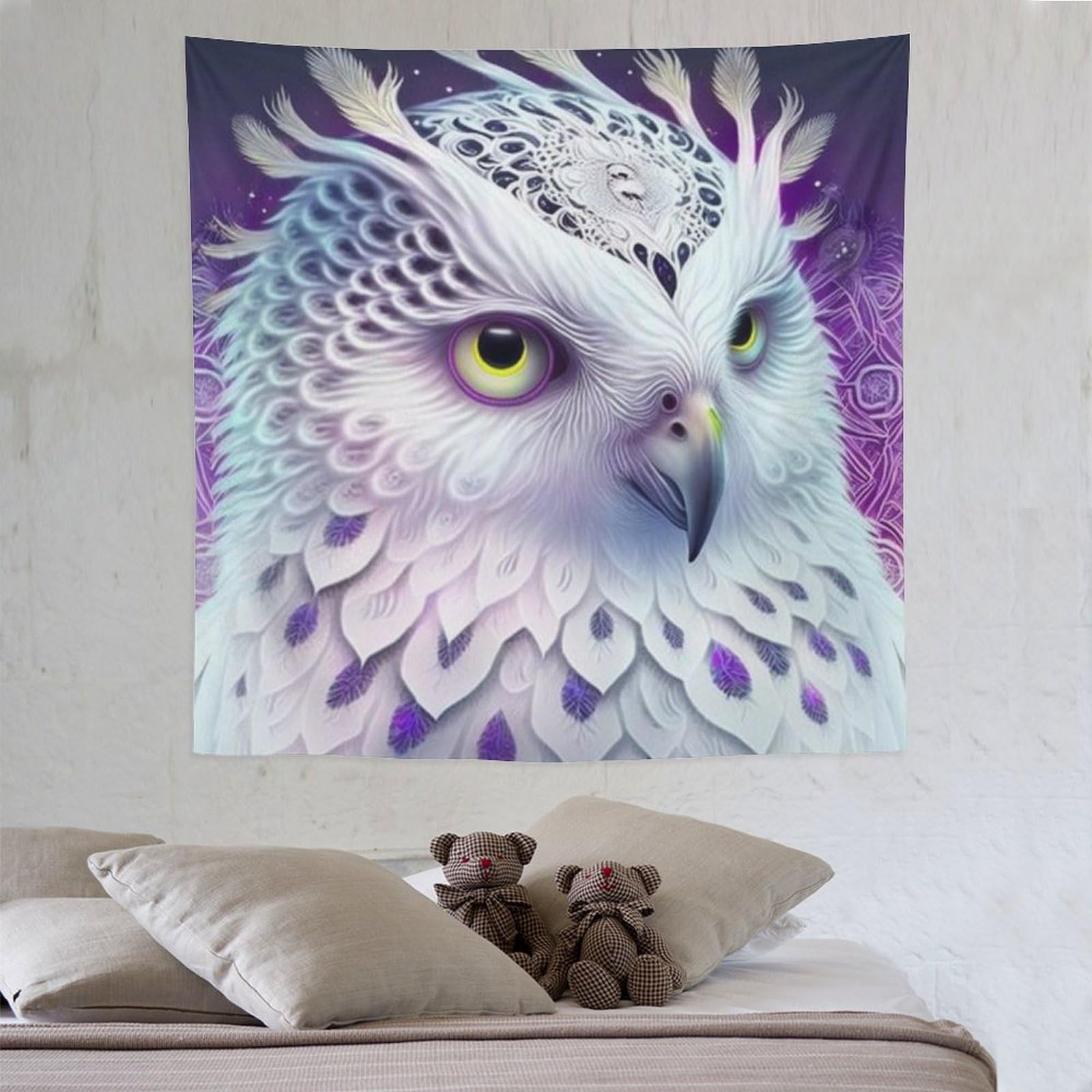 PAZZK Owl Tapestry Wall Hanging Home Decor, Wall Art for Room, Wall Cloth Tapestry, Wall Decoration, Wall Art 150×150cm