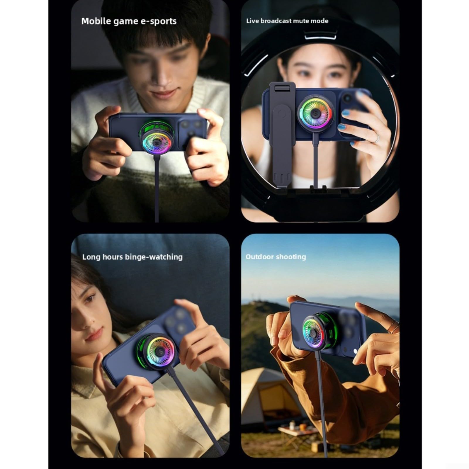 Raffreddatore per cellulare da 35 W con tecnologia di raffreddamento a semiconduttore e RGB, radiatore leggero con clip posteriore, per videogiochi, compatibile con smartphone e console portatili