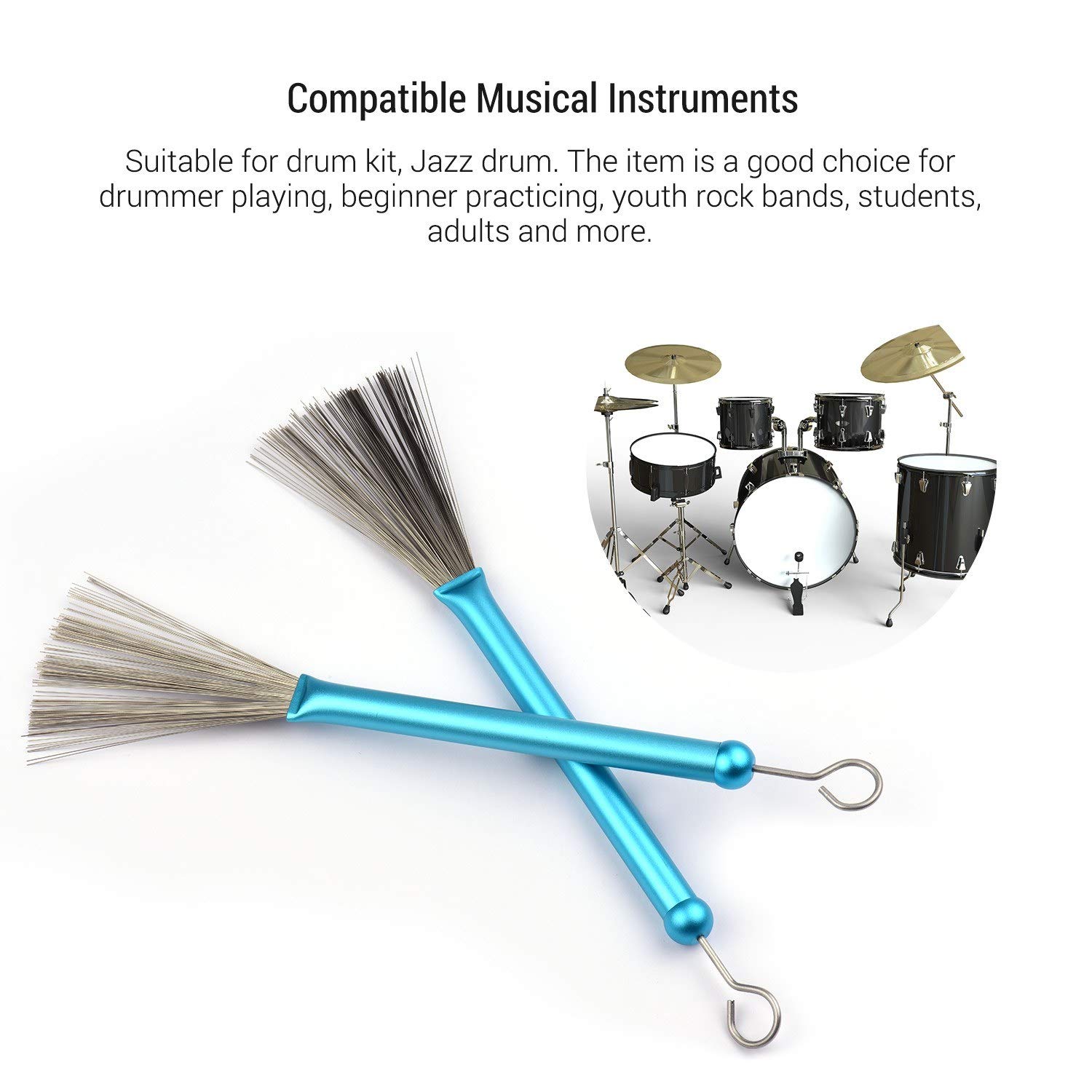 1 para metalowych szczotek perkusyjnych Drum Wire Drum to zestaw perkusyjny do jazzu z aluminiową rączką i mosiężnym systemem /2714