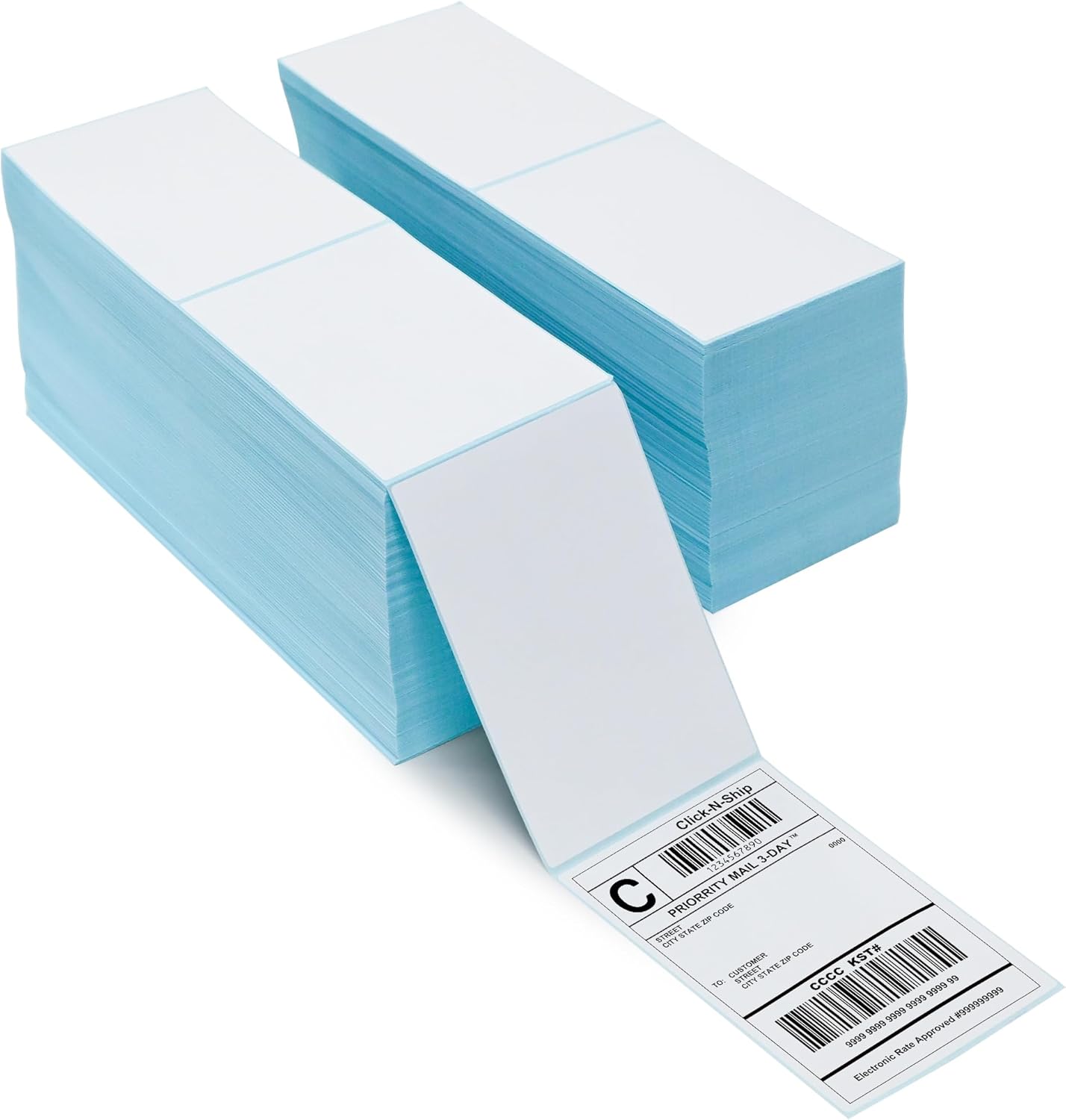 L LIKED 4000 Fanfold 4 x 6 Thermal Labels, with Perforated Line Shipping Labels, Permanent Adhesive, Compatible with Zebra & Rollo Printer, Commercial Grade