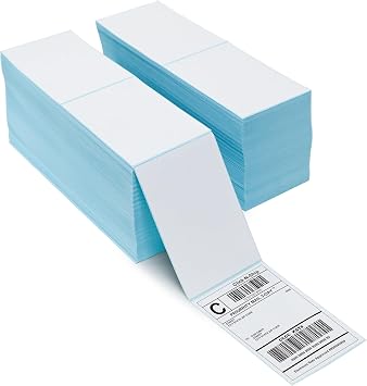 L LIKED 4000 Fanfold 4 x 6 Thermal Labels, with Perforated Line Shipping Labels, Permanent Adhesive, Compatible with Zebra & Rollo Printer, Commercial Grade