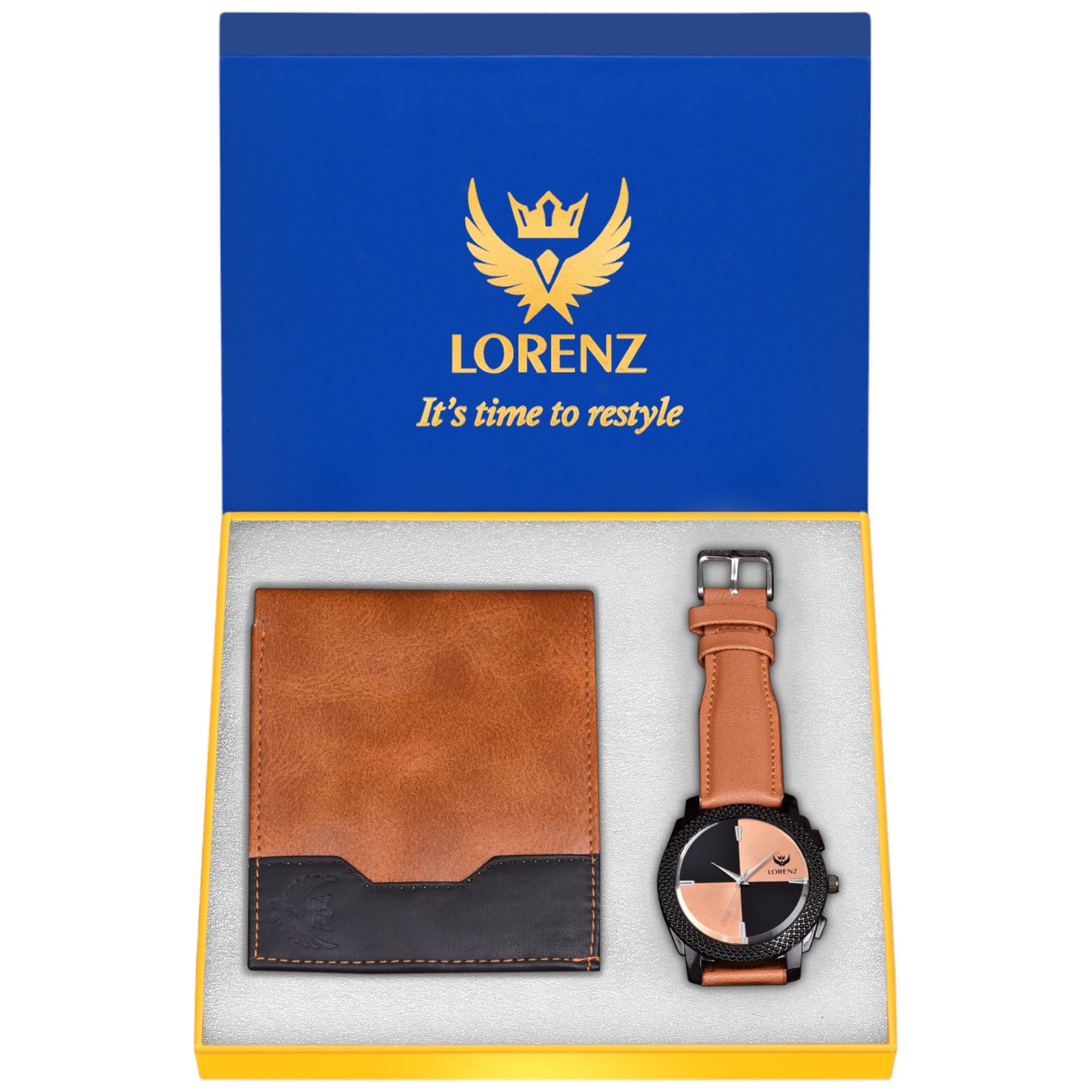 LORENZ Mens Gift Combo Set of Watch, Wallet & a Gift Box | CM-409WL-22 (B0B2DTD7FG) Amazon Price History, Amazon Price Tracker