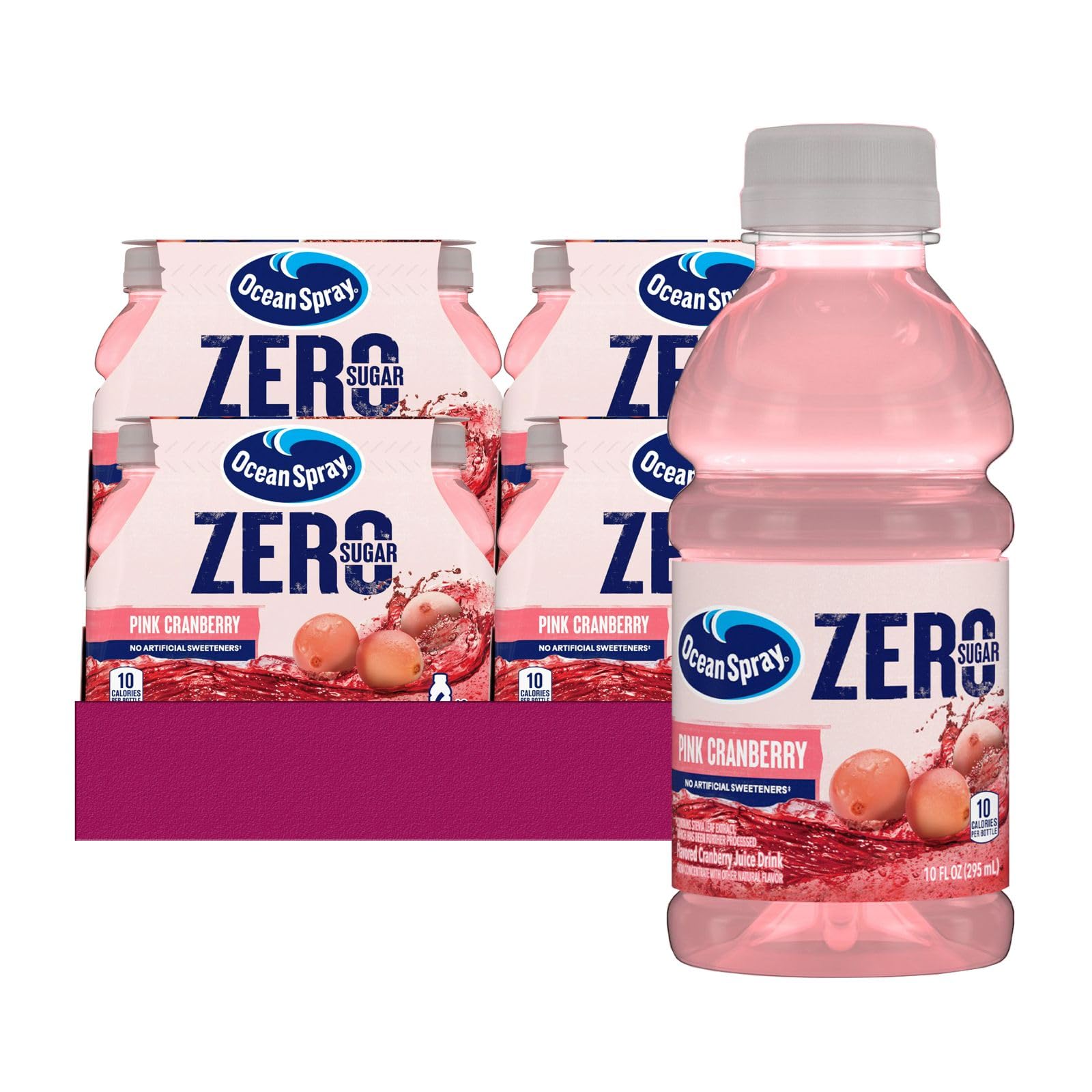 Ocean SprayUnique Outlet Bundle: 24-Pack of Zero Pink Cranberry Juice Drink 10 fl oz On-the-Go Plastic Bottle + 1 Utility Prop