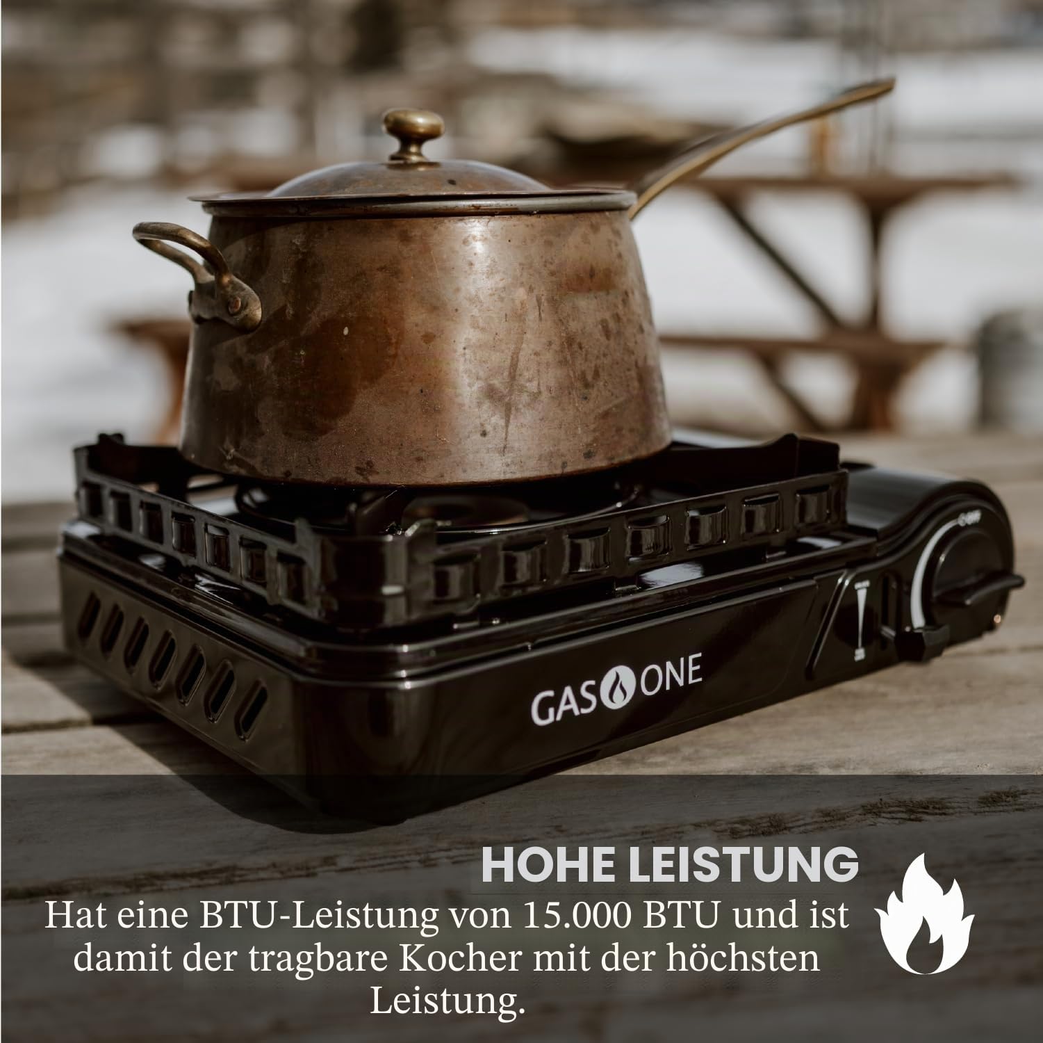 Gas One GS-3900 New Butan Portable Stove with Brass Burner Head, Dual Spiral Flame 15.000 BTU Gas Stove