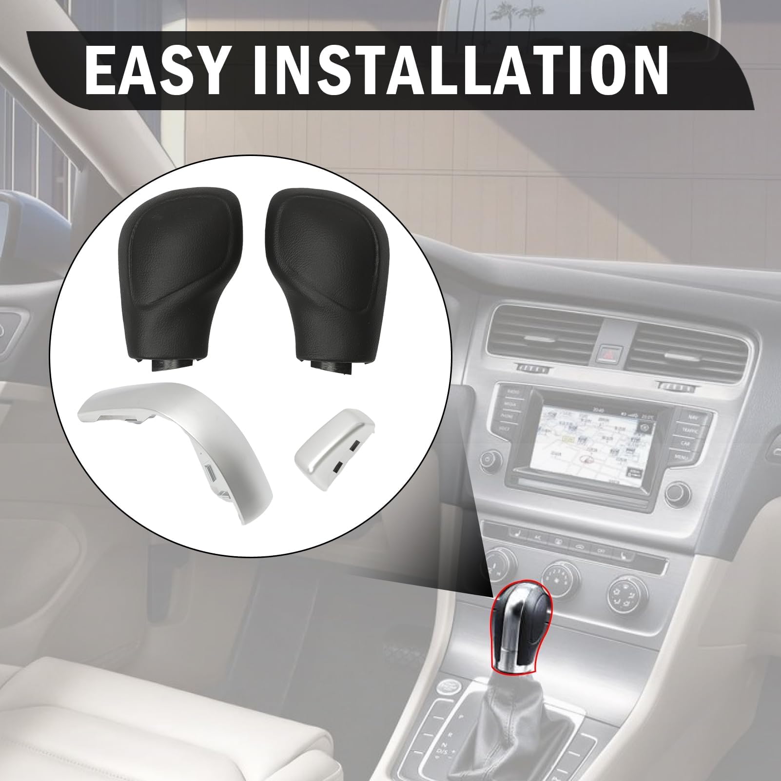 Schalthebelkopf Mit Chromleiste, Passend Für Volkswagen Golf 6, Golf 7 R, GTI, B7, B8, CC, R20, JTA, MK6, GLI, Schwarz. Schaltknauf