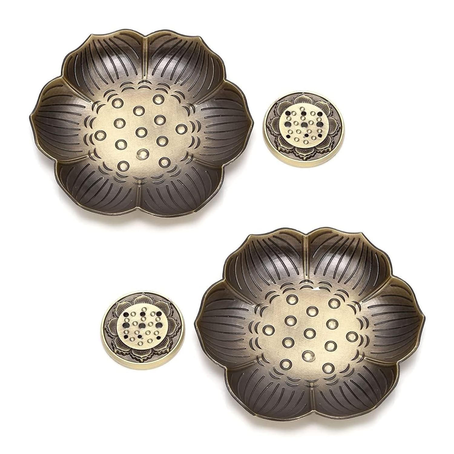 X spring Incense Stick Holder, 9 Incense Holes Stick Incense Holder, Retro Elegant Incense Burner Bowl with Detachable Ash Catcher, Incense Burner Holder for Meditation, Yoga, Home Office Fragrance