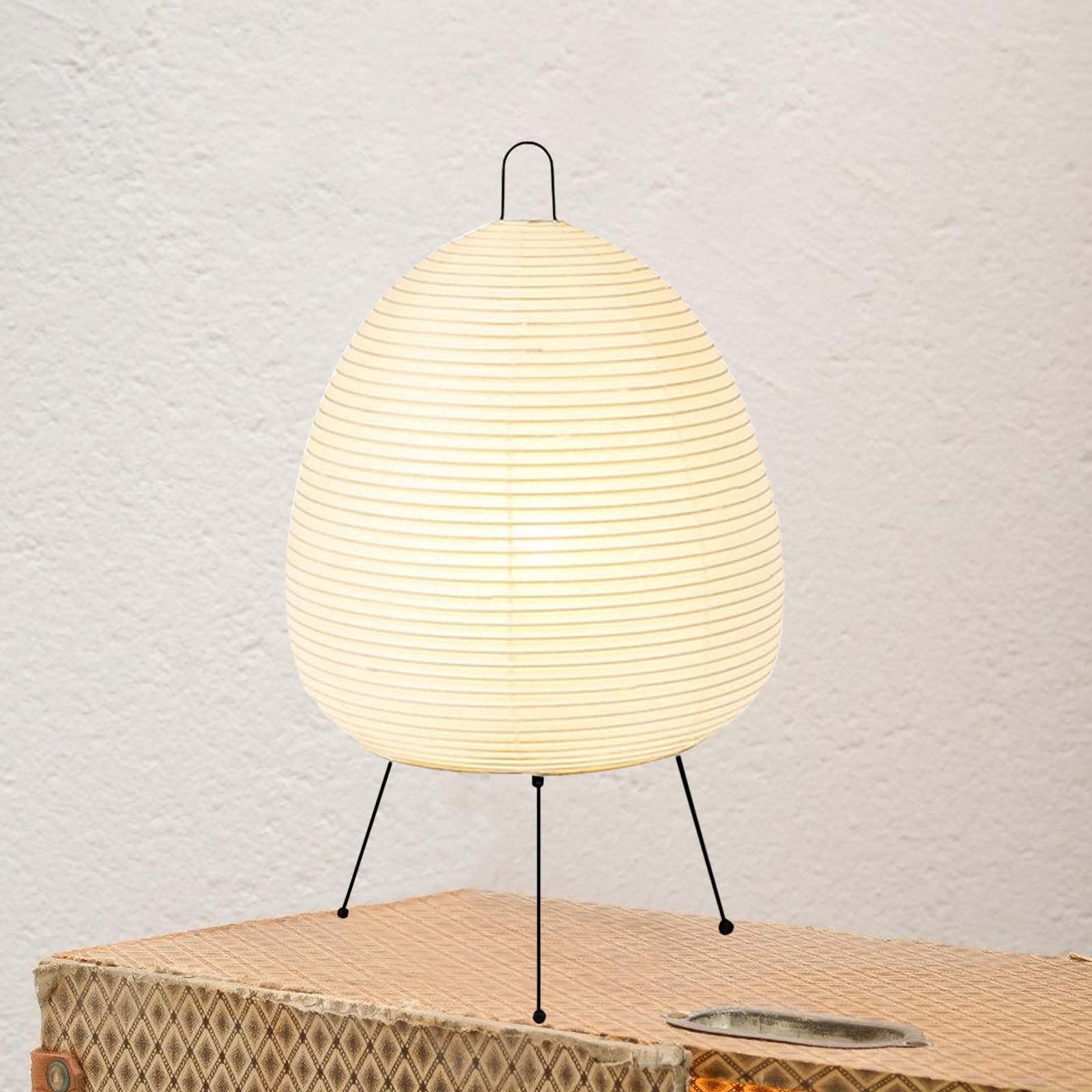 Leikurvo Pantalla de papel de arroz, lámpara de mesa de papel blanco, lámpara de noche, lámpara de pie, lámpara de mesa con casquillo E27, interruptor y bombilla, lámpara de repuesto